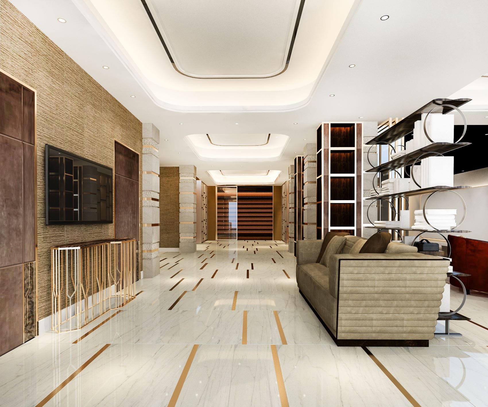 3d rendering modern luxury hotel office reception meeting lounge 2